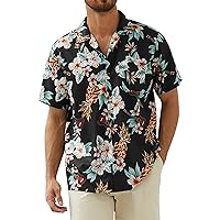 Hardaddy Mens Hawaiian Shirt Palm Leaf Tropical Floral Shirt Short Sleeve Button Down Shirts Summer Beach Camp Collar