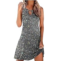 Dress for Women Going Out Sleeveless Bohemian Cocktail Dresses Nightout Stylish Ruched Retro Swing Dress Clothing