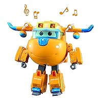 Super Wings 6'' Deluxe Transforming Super Charged Donnie Airplane Toys, Season 4 Action Figure, Plane to Robot, Toy Plane Vehicle for 3 4 5 Year Old Boys and Girls, Light and Sound Effects