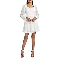 BCBGMAXAZRIA Women's Long Sleeve Short Evening Dress, Off White, 4