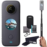 Insta360 ONE X2 360 Camera with Touchscreen - 5.7K30 360 Video, Front Steady Cam Mode, 18MP 360 Photo + InstaPano | Bundle Includes Invisible Selfie Stick 120cm (2 Items)