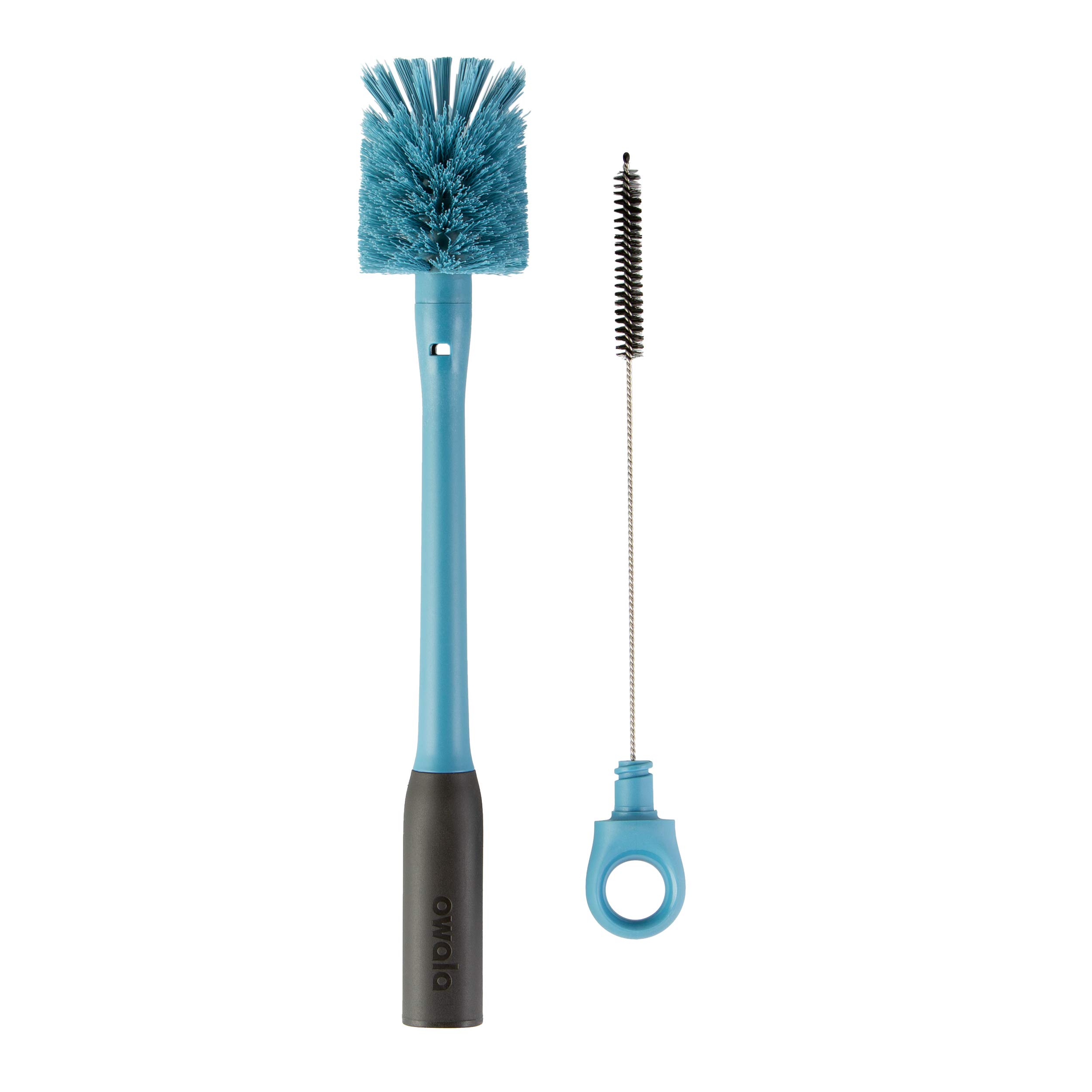 Owala 2-in-1 Water Bottle Brush Cleaner and Water Bottle Straw Cleaner Brush, Water Bottle Brush with Removable Head and Twist n’ Hide Straw Brush, Smokey Blue