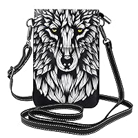 Wolf Head Small Crossbody Bags for Women Trendy Crossbody Bag Leather Cell Phone Shoulder Purses