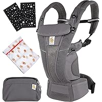 OMNI BREEZE ERGO Baby Graphite Grey Baby Carrier Set (Includes Drool Pad + Laundry Bag)