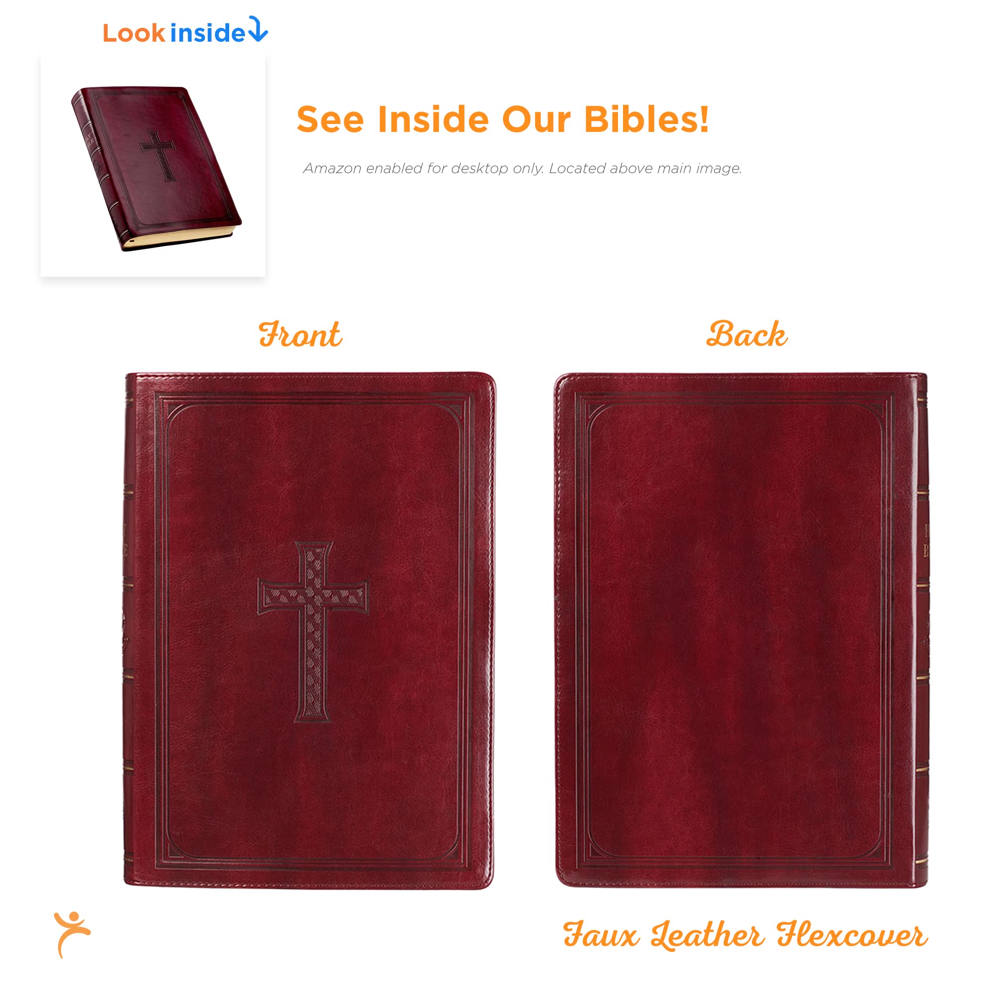 KJV Holy Bible, Super Giant Print Faux Leather Red Letter Edition - Thumb Index & Ribbon Marker, King James Version, Burgundy