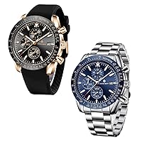 AKNIGHT Watch for Men 30M Waterproof Wrist Watches Analog Chronograph Quartz Watch Dress Classic Luminous Watch, Elegant Gift for Men