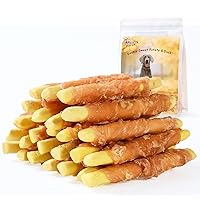 Dog Treats Pumpkin Biscuits Chicken Wrapped, Low Fat Healthy Chewy Training Treats for Small Medium Large Dogs