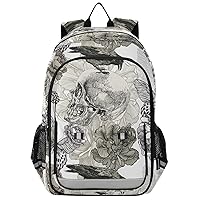 ALAZA Skull with A Raven Floral Casual Backpack Bag Travel Knapsack Bags