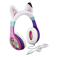 eKids Gabbys Dollhouse Headphones for Kids, Wired Headphones for School, Home or Travel, Tangle Free Toddler Headphones with Volume Control, 3.5mm Jack, Includes Headphone Splitter