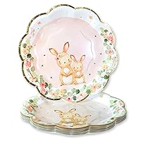 Kate Aspen Woodland Baby 7 in. Premium Decorative Paper Plates (350 GSM weight -Set of 16) | Party Supplies - Pink,28584NA
