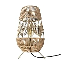 Boho Rattan Table Lamp, Woven Beside Table Lamp, Pure Hand Weaving,Wicker Desktop Nightstand Lamp Accent Lamp for Home Office,Art Decor,Handicraft House Warmging Gift