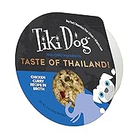 Tiki Dog Taste of The World Whole Food, Thailand Chicken Curry Recipe in Broth, Culinary Inspired High Protein and Moisture Rich Superfoods Wet Dog Food, 3 Oz Cups, Pack of 4