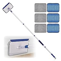 Qaestfy Wall Cleaner Tile Cleaner Device Tile Mop with 152 cm Aluminium Long Handle Bathroom Cleaner Mop Window Cleaner with Telescopic Handle 6 Reusable Pads