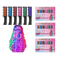 MSDADA Bundle,4 Boxes of New Hair Chalk Comb Temporary Hair Color Dye for Girls Kids, Washable Hair Chalk for Girls Age 4 5 6 7 8 9 10 Birthday Cosplay DIY, Halloween, Christmas 6 Colors