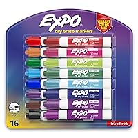 EXPO Low Odor Dry Erase Markers, Assorted Colors, Chisel Tip - Pack of 16