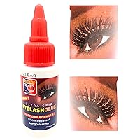 30 Sec Strip Eyelash Bond Black or Clear Strong All Day Hold for Eyelash Extension Rubbery Texture Rubbery Texture (Clear 1 fl oz/30 ml)