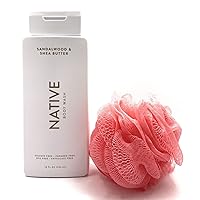 Sandalwood & Shea Butter Body Wash by Native 18 oz (Pack of 1) + Loofah
