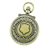 Charles-Hubert, Paris 3867-G Classic Collection Gold-Plated Antiqued Finish Double Hunter Case Mechanical Pocket Watch