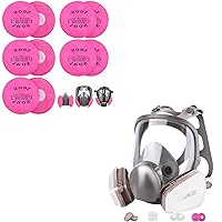 10PCS (5Pack) 2091 Particulate Filter Plus Full Face Respirator Mask with Activated Carbon Filters for Painting, Polishing, Welding, Staining, Cutting