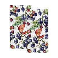 Vantaso Bath Hand Towels Set of 2 Berries Leaves BlackBerry Branches Botanical Soft and Absorbent Washcloths Kitchen Hand Towel for Bathroom