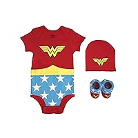 DC Comics Wonder Woman Baby Costume with Star Cape, 3-peice set in gift box size 0-6 Months
