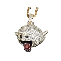 Jewelry Hip Hop Bubble Flying Grimace Iced Out Bling CZ Pendant 18K Gold Silver Plated with 24