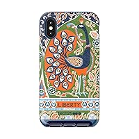 tech21 Protective Apple iPhone X/XS Case Slim Faux Leather Back Cover with FlexShock - Evo Luxe Francis Liberty - Green/Orange