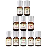 Good Essential - Professional Holiday Fragrance Oil Set Pack of 10 5ml Peppermint, Apple Cinnamon, Hot Chocolate, Cherry, Pumpkin Pie, Candy Cane, Gingerbread, Snickerdoodle, Cinnamon, Brown Sugar