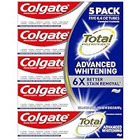 Colgate Total Advanced Whitening Toothpaste, 6.4 oz, 5-Pack | Vegan | Gluten Free | Responsibly Made | Sugar Free