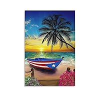 Landscape Poster - Beautiful Scenery in Puerto Rico Tropical Coast Modern Canvas Art Wall Decor Canvas Wall Art Prints for Wall Decor Room Decor Bedroom Decor Gifts 24x36inch(60x90cm) Unframe-style
