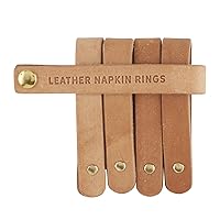 Santa Barbara Design Studio TableSugar Leather Napkin Rings, Set of 4, Natural