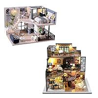 Fsolis DIY Dollhouse Miniature Kit with Furniture, 3D Wooden Miniature House 1:24 Scale Miniature Dolls House kit with Dust Cover and Music Box