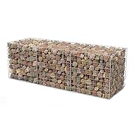 AdirPro Heavy Gauge Welded Gabion Basket - Galvanized Rock Stone Walls Mesh Cage - Garden Stone Wire Basket Fencing for Outdoor Landscape Lawn, Patio (3 Cubic Feet, 3 Pack)