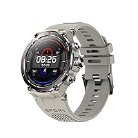 HANDA Smart Watch for Men Women, GPS Fitness Tracker Smartwatch with AMOLED Screen Heart Rate Blood Oxygen Sleep Monitor Pedometer Bluetooth Call IP68 Waterproof Activity Tracker (Gray), 1.3'' (HM03)