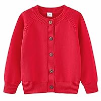 Toddler Boys Girls Cardigan Sweater Autumn/Winter Solid Color Knitted Jacket Party Birthday Girl Baby Fleece