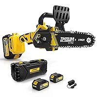 Mini Chainsaw 8 Inch with 2x21V 3.0Ah Battery, Electric Cordless Compact Battery Powered Brushless Chain saw, Powerful Protable Handheld with Auto Oiling, Easy to Use for Tree Triming,Wood Cutting