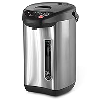 Hot Water Urn Pot - Insulated Stainless Steel, Manual & Auto Dispense, Safety Lock Shutoff 3.38 QT /3.2L - Auto Shut Off