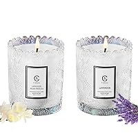 2 Pack Scented Candles Set for Women, Candles for Home Scented, 45h Long Lasting Aromatherapy Jar Candles, 100% Soy Wax Candles with Essential Oils to Stress Relief (Lavender * Freesia)