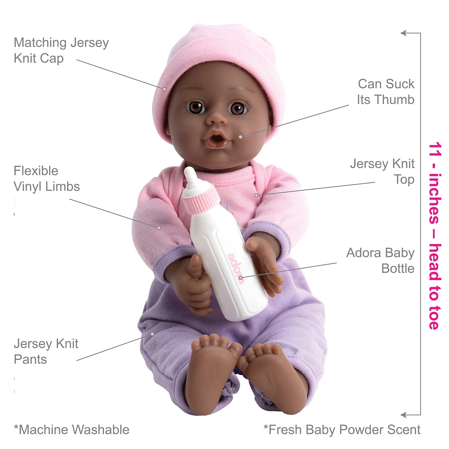 Adora Black Baby Doll Girl, 11 inch Sweet Baby Unicorn, Machine Washable (Amazon Exclusive) 1+