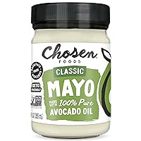 Chosen Foods 100% Avocado Oil-Based Classic Mayonnaise, Gluten & Dairy Free, Low-Carb, Keto & Paleo Diet Friendly, Mayo for Sandwiches, Dressings and Sauces, Made with Cage Free Eggs (12 fl oz)