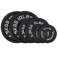 Cast Iron 2-Inch Olympic Weight Plates Set for Strength Training, Weightlifting and Crossfit in Home & Gym, Barbell Free Weight Plate Set