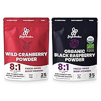 Jungle Powders 3.5oz Cranberry & 5oz Organic Black Raspberry Bundle: Pure Freeze-Dried Cranberry & Black Raspberry Powder - Ideal for Baking, Smoothies, and Flavoring - No Added Sugar