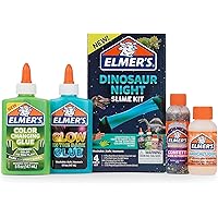 Elmer’s Glue Slime Kit, Dinosaur Night, Makes Color Changing and Glow in the Dark Slime, Includes Liquid Glue and Slime Activator, 4 Count
