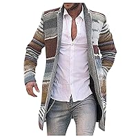 Mens Printed Mid Length Sweaters Shawl Collar Long Sleeve Open Front Knit Cardigan Button Down Jumper with Pockets