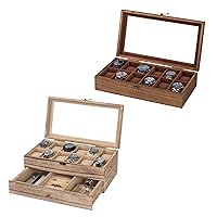 Watch Box Case Organizer Display Storage with Jewelry Drawer for Men Women Gift, Burlywood Wood C46YDT7Z 9B9RLJHG