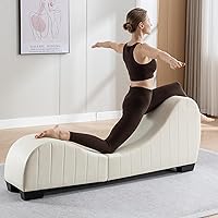 Deluxe Faux Leather Yoga Chaise Lounge - Ultimate Comfort & Stylish Design for Relaxation, Exercise & Stretch, Sleek Chaise Lounge for Yoga 63D x 13W x 26H Inch Adult Furniture (White)