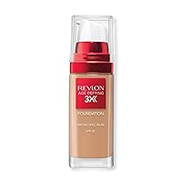 Liquid Foundation, Age Defying 3XFace Makeup, Anti-Aging and Firming Formula, SPF 30, Longwear Medium Buildable Coverage with Natural Finish, 035 Natural Beige, 1 Fl Oz