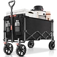 Wagon Cart Heavy Duty Foldable, Collapsible Wagon with Smallest Folding Design, Utility Grocery Wagon for Camping Shopping Sports