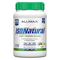 ALLMAX ISONATURAL Whey Protein Isolate, Vanilla - 2 lb - 27 Grams of Protein Per Scoop - Zero Fat & Sugar - 99% Lactose Free - With Prebiotics - No Artificial Flavors - Approx. 29 Servings