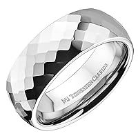 Tungsten Carbide Faceted Honeycomb Wedding Band Plated in Gold, Rose Gold or Black Ring
